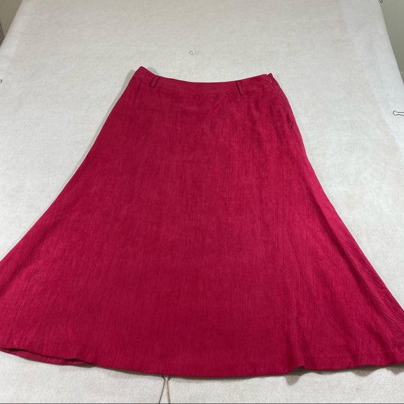 M Collection Aline Midi Skirt Pink size 10 Midi Skirt Faux Suede side Zip - Picture 7 of 10